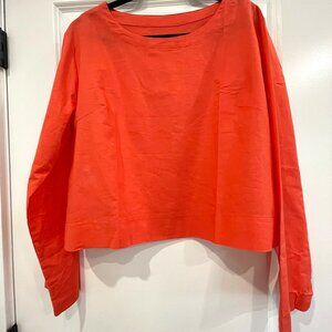 NWT North Fashion Linen Cotton Boxy Blouse Bright Orange Minimalist Top - XL